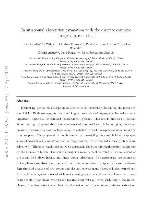 (PDF) In situ sound absorption estimation with the discrete complex ...
