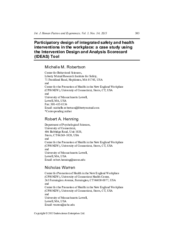 (PDF) Participatory design of integrated safety and health ...