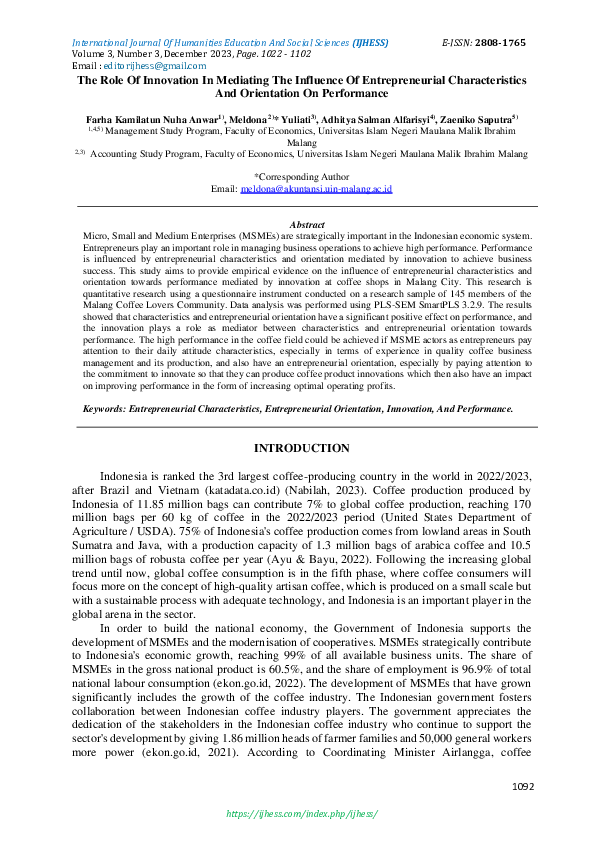 (PDF) The Role Of Innovation In Mediating The Influence Of ...