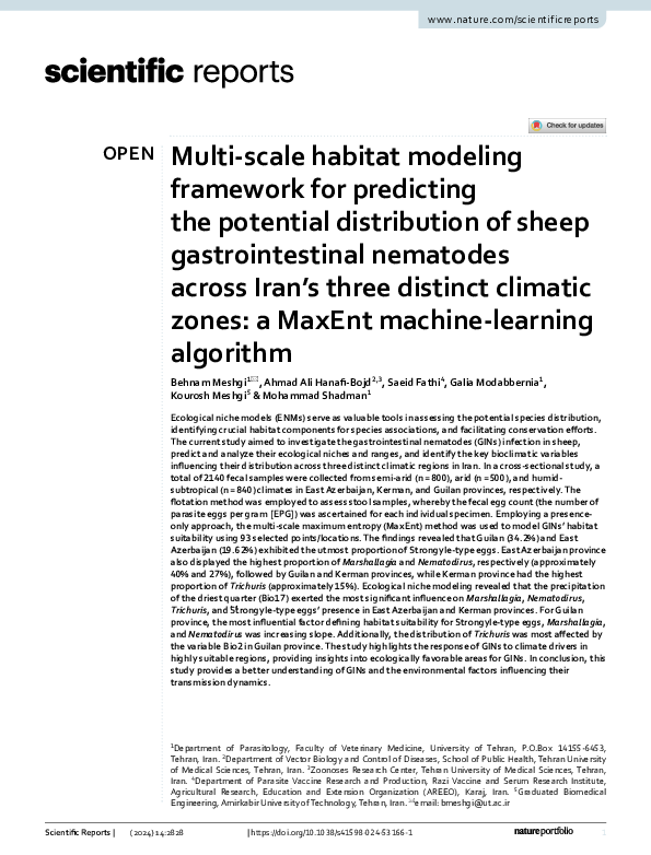 (PDF) Multi-scale habitat modeling framework for predicting the ...