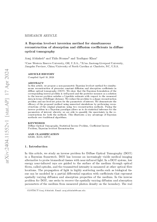 (PDF) A Bayesian level-set inversion method for simultaneous ...