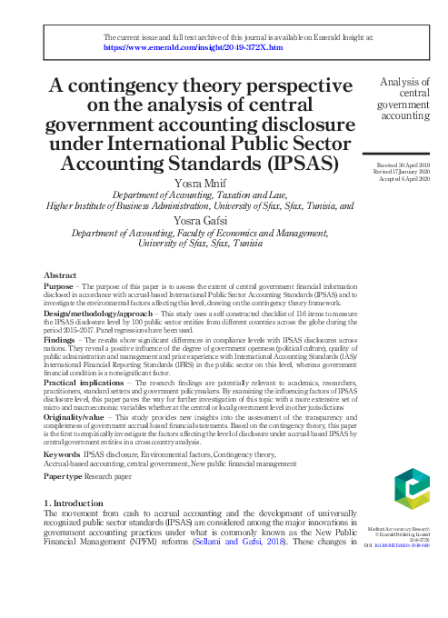 (PDF) A contingency theory perspective on the analysis of central ...