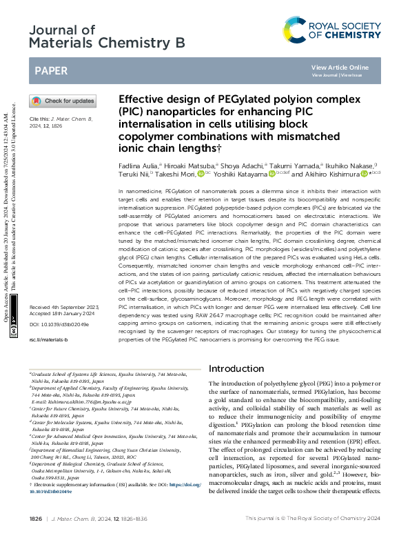(PDF) Effective design of PEGylated polyion complex (PIC) nanoparticles ...