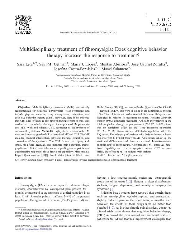 (PDF) Multidisciplinary treatment of fibromyalgia: does cognitive ...