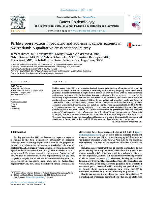 (PDF) Fertility Preservation in Pediatric and Adolescent Patients ...