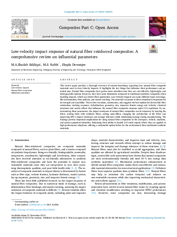 (PDF) Low-velocity impact response of natural fiber reinforced ...