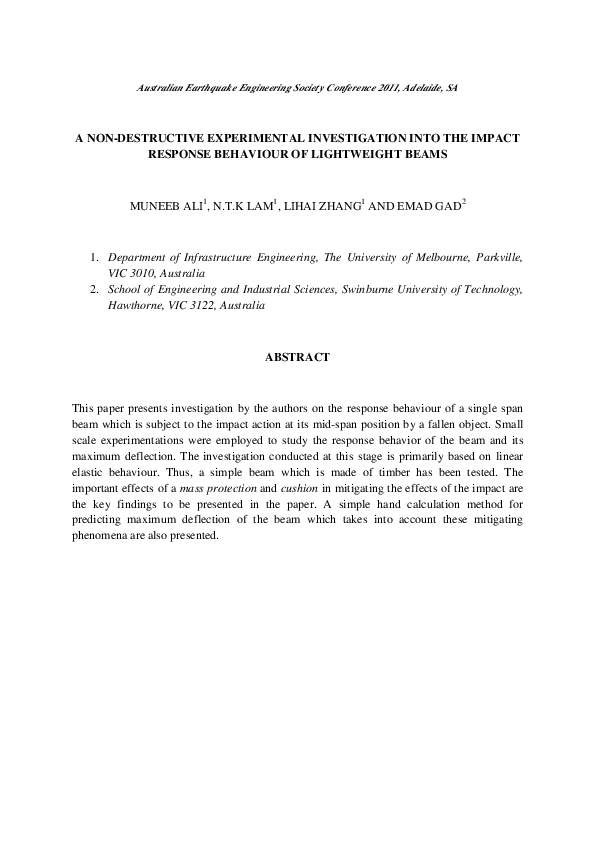 (PDF) A non-destructive experimental investigation into the impact ...