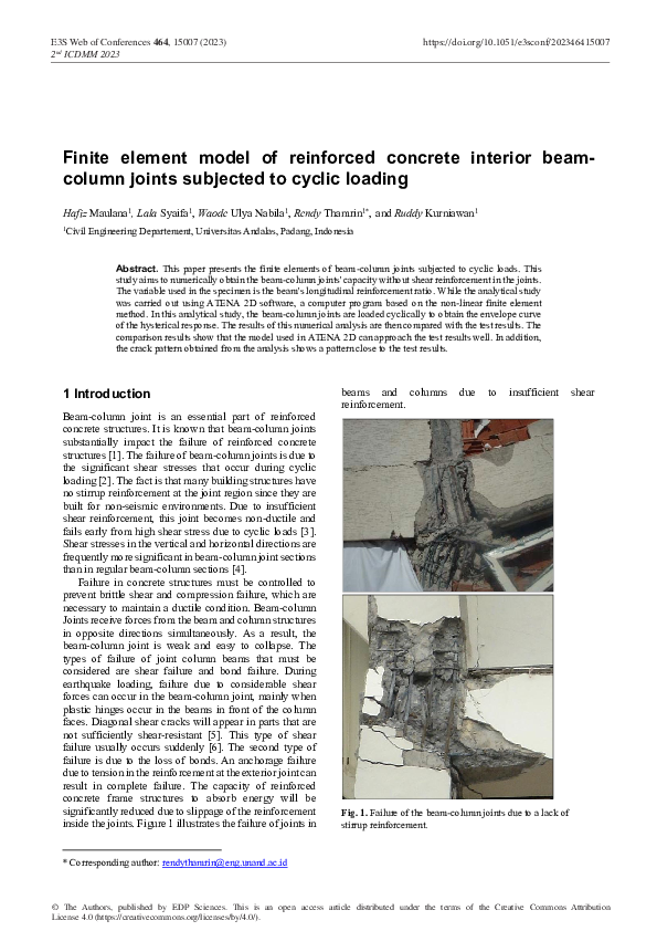 (PDF) Finite element model of reinforced concrete interior beamcolumn ...