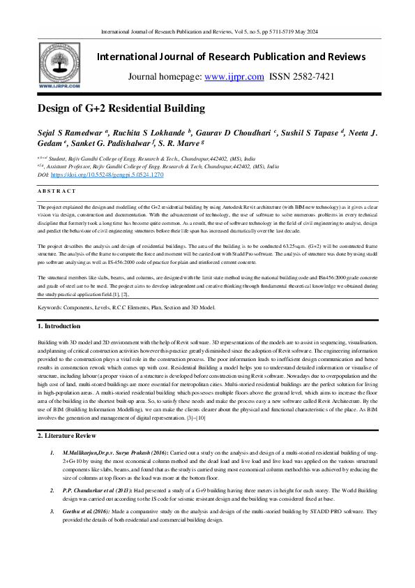 (PDF) Design of G+2 Residential Building