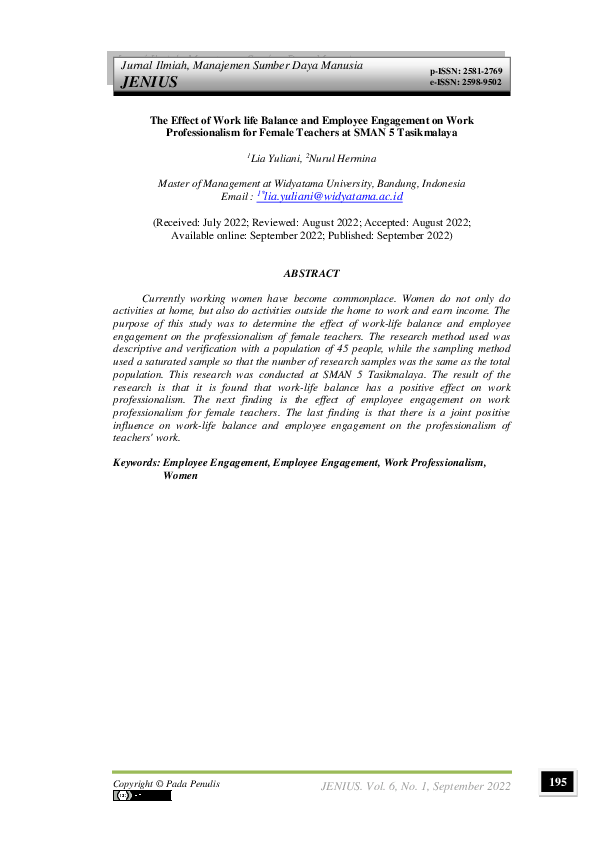 (PDF) The Effect of Work life Balance and Employee Engagement on Work ...