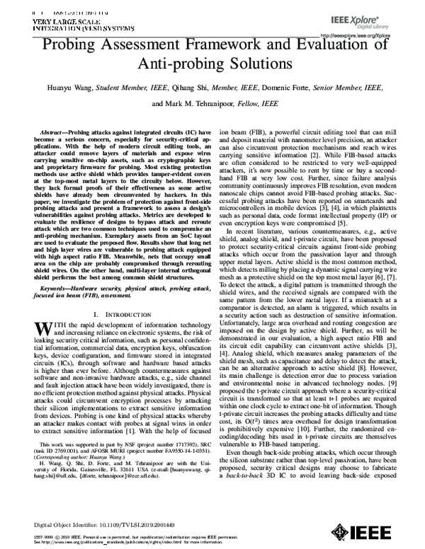 (PDF) Probing Assessment Framework and Evaluation of Antiprobing Solutions