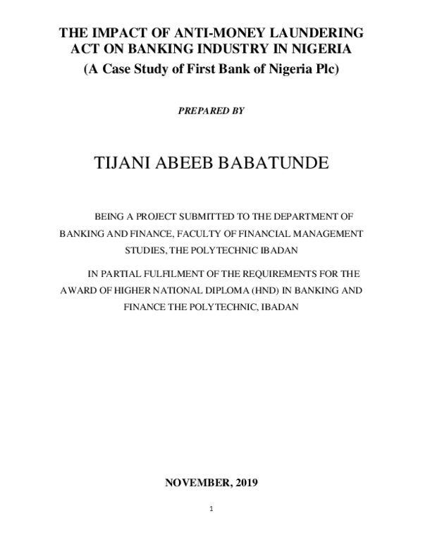 (PDF) The impact of anti-money laundering act on banking industry in ...