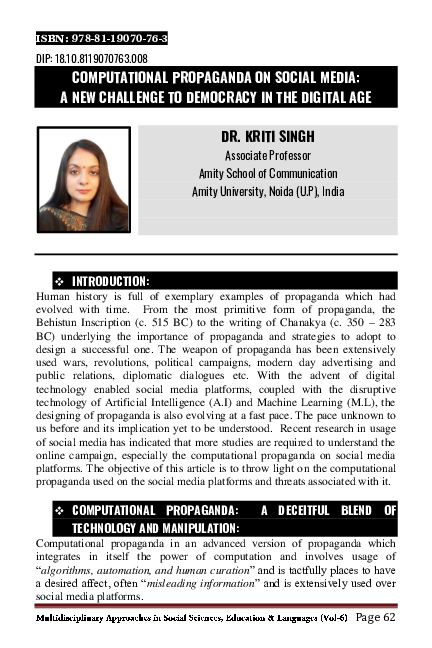 (PDF) Computational propaganda on social media: A new challenge to ...