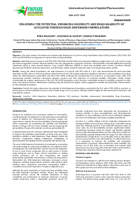 (PDF) UNLOCKING THE POTENTIAL: ENHANCING SOLUBILITY AND BIOAVAILABILITY ...
