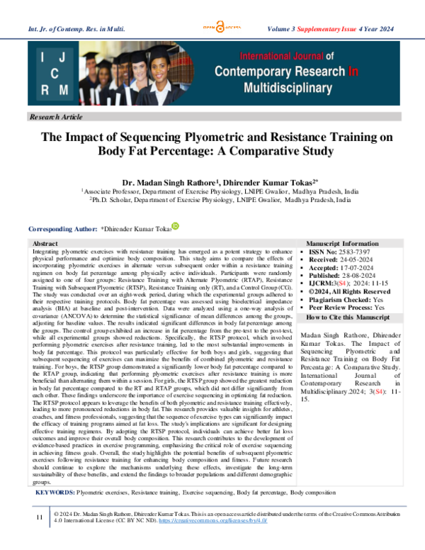 (PDF) The Impact of Sequencing Plyometric and Resistance Training on ...