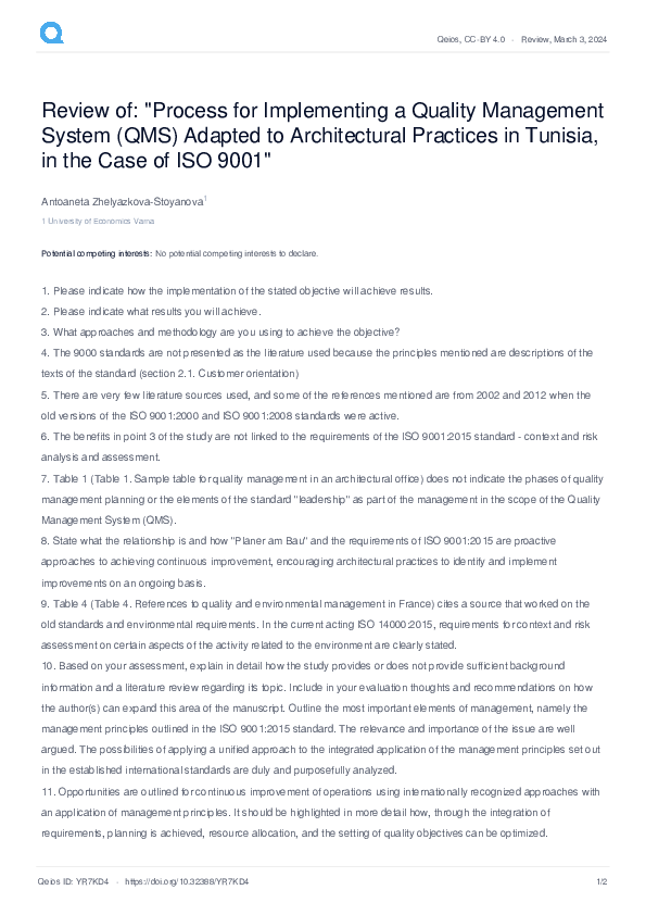 (PDF) Review of: "Process for Implementing a Quality Management System ...