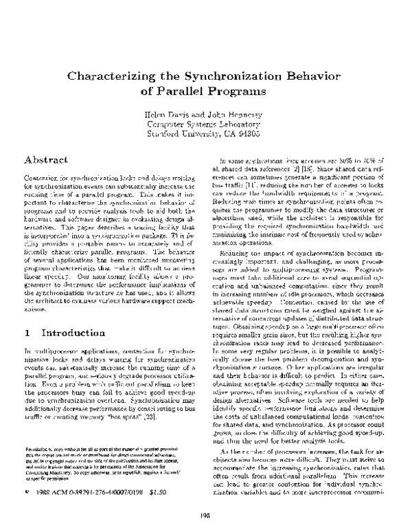 (PDF) Characterizing the synchronization behavior of parallel programs
