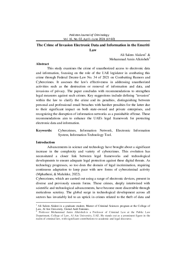 (PDF) The Crime of Invasion Electronic Data and Information in the ...