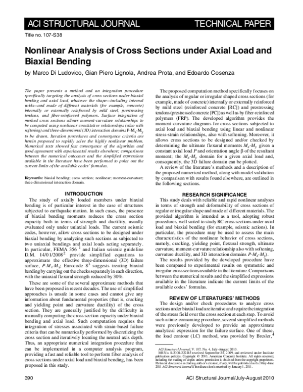 (PDF) Nonlinear Analysis of Cross Sections under Axial Load and Biaxial ...