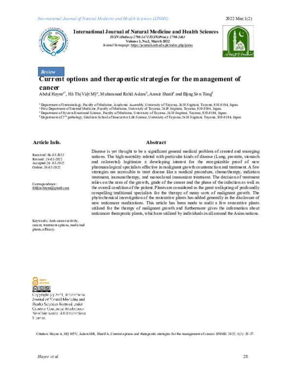 (PDF) Current options and therapeutic strategies for the management of ...