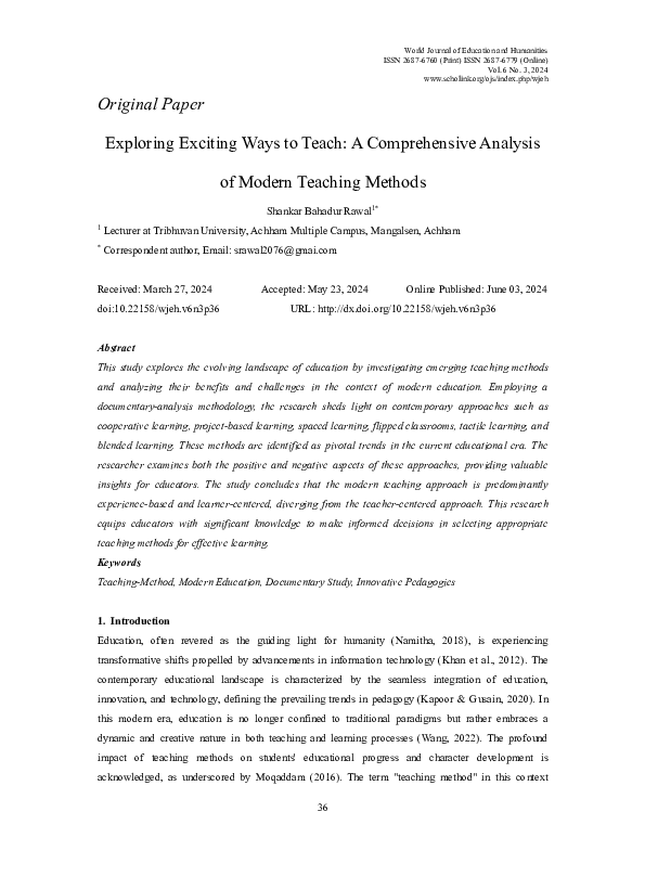 (PDF) Exploring Exciting Ways to Teach: A Comprehensive Analysis of ...