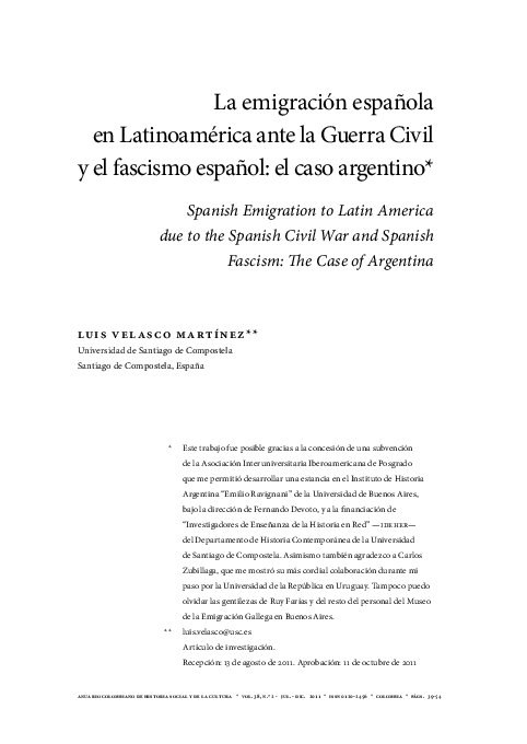 (PDF) La emigración española en Latinoamérica ante la Guerra Civil y el ...