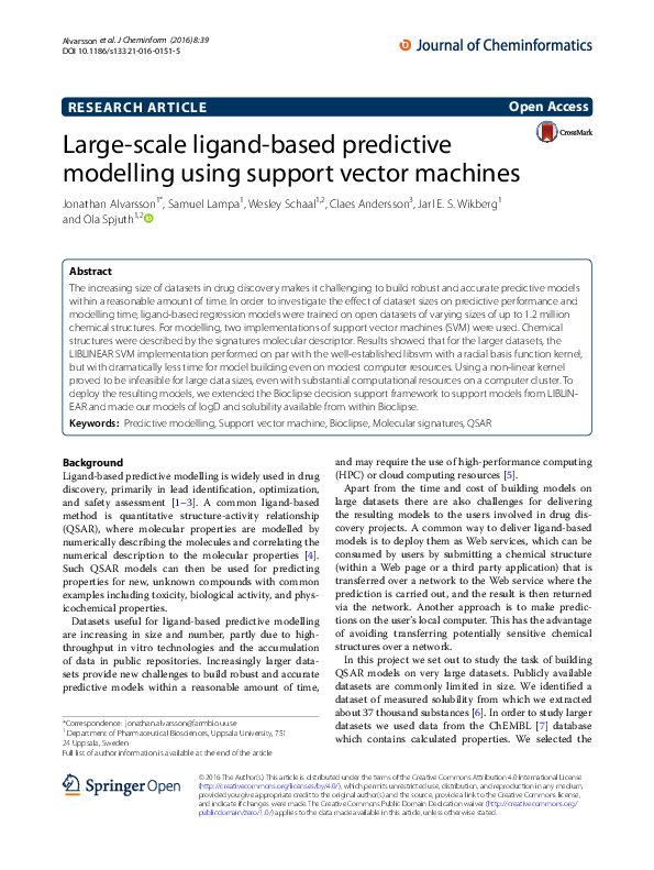 (PDF) Large-scale ligand-based predictive modelling using support ...