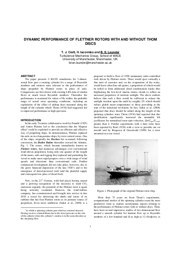 (PDF) Dynamic Performance of Flettner Rotors with and Without Thom Discs