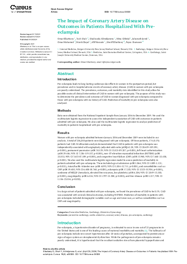 (PDF) The Impact of Coronary Artery Disease on Outcomes in Patients ...