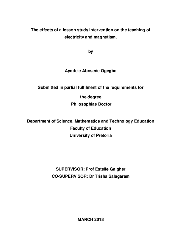 (PDF) The effects of a lesson study intervention on the teaching of ...