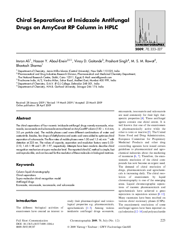 (PDF) Chiral Separations of Imidazole Antifungal Drugs on AmyCoat RP ...