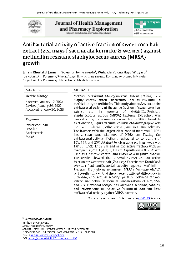 (PDF) Antibacterial activity of active fraction of sweet corn hair ...