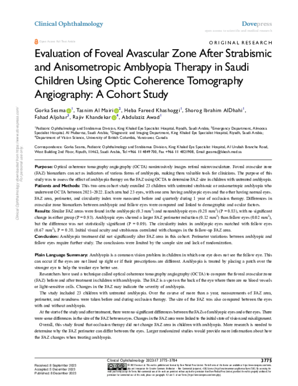 (PDF) Evaluation of Foveal Avascular Zone After Strabismic and ...