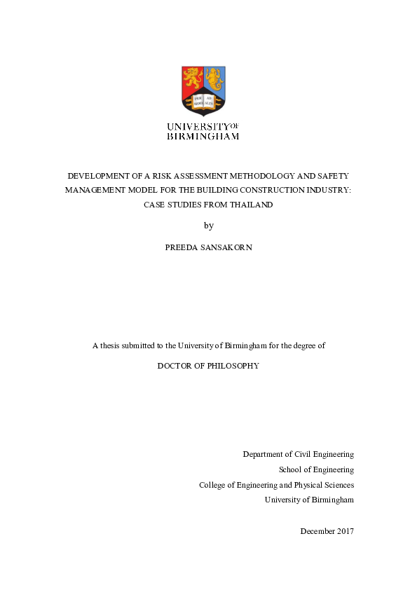 (PDF) Development of a risk assessment methodology and safety ...