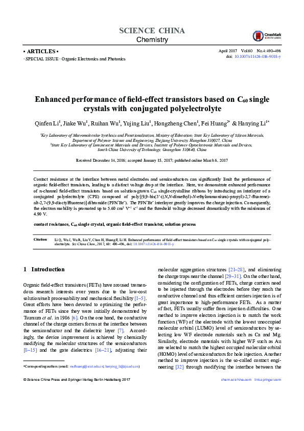 (PDF) Enhanced Performance of Field-Effect Transistors Based on Black ...