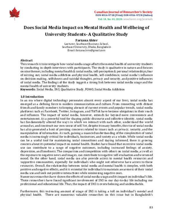(PDF) Does Social Media Impact on Mental Health and Wellbeing of ...