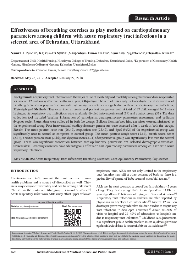 (PDF) Effectiveness of breathing exercises as play method on ...
