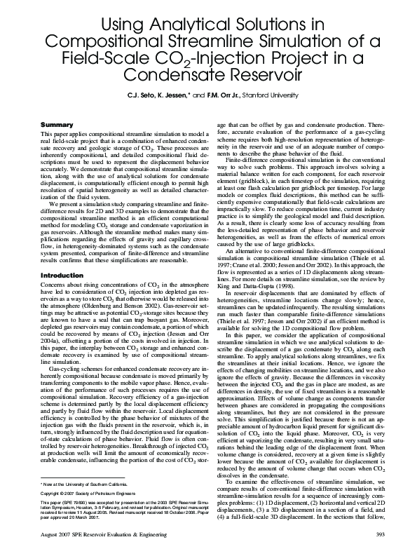 (PDF) Using Analytical Solutions in Compositional Streamline Simulation ...