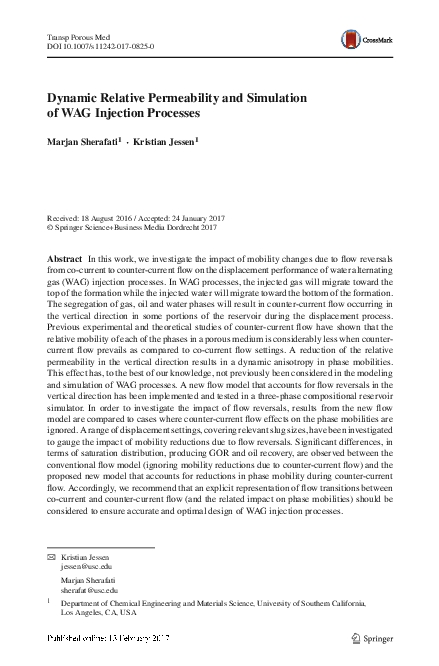 (PDF) Dynamic Relative Permeability and Simulation of WAG Injection ...