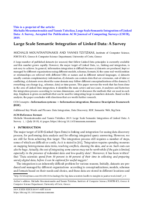 (PDF) Large-scale Semantic Integration of Linked Data