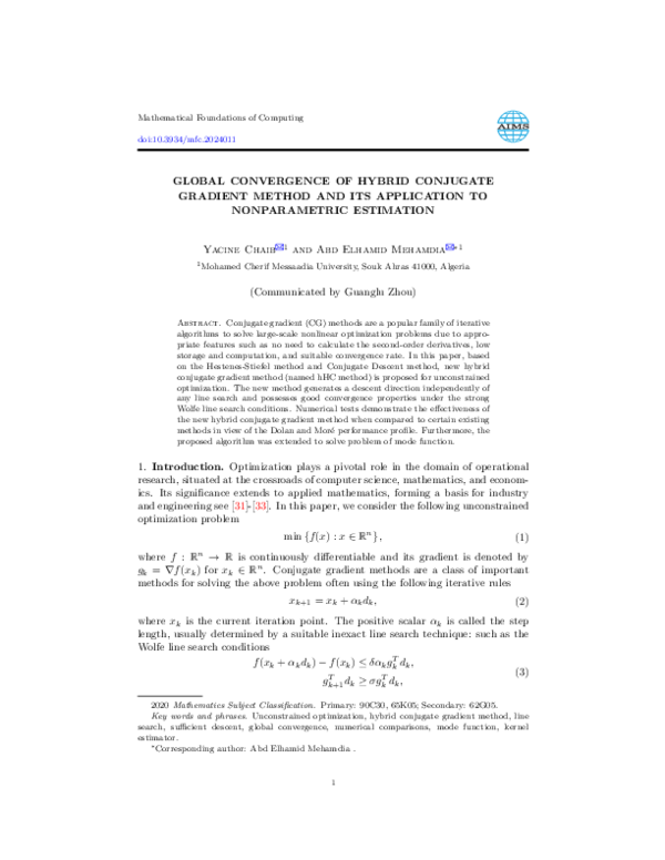 (PDF) Global convergence of hybrid conjugate gradient method and its ...