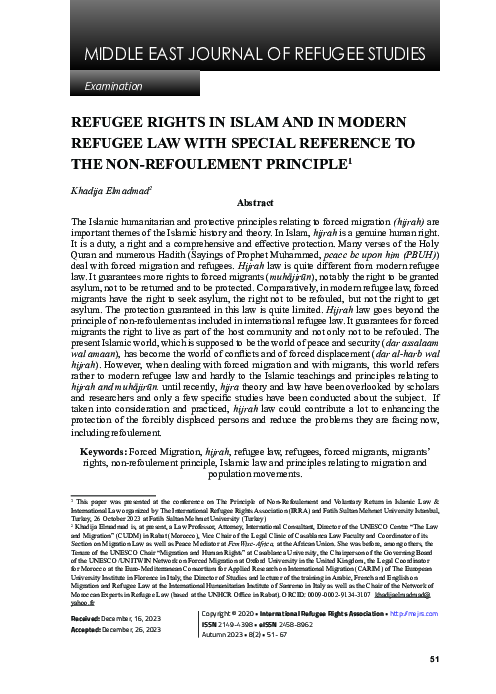 (PDF) Refugee Rights in Islam and in Modern Refugee Law With Special ...