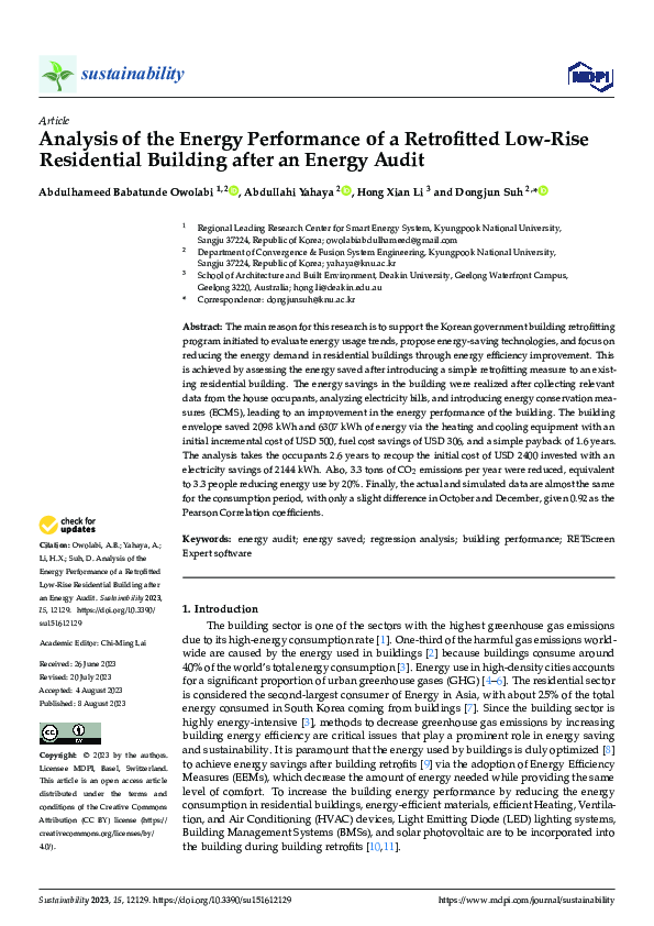 (PDF) Analysis of the Energy Performance of a Retrofitted Low-Rise ...