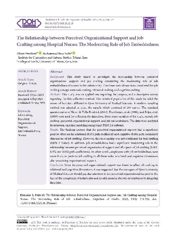 (PDF) The Relationship between Perceived Organizational Support and Job ...