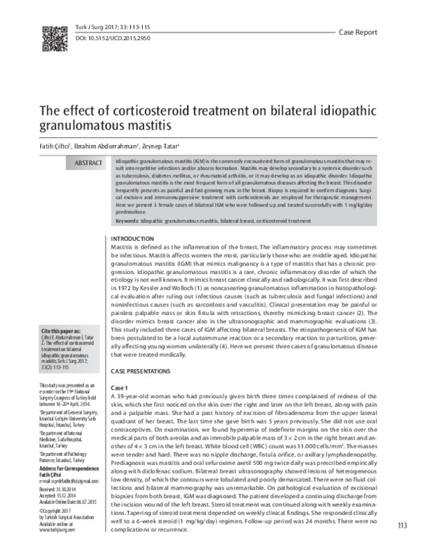 (PDF) The effect of corticosteroid treatment on ‘bilateral idiopathic ...