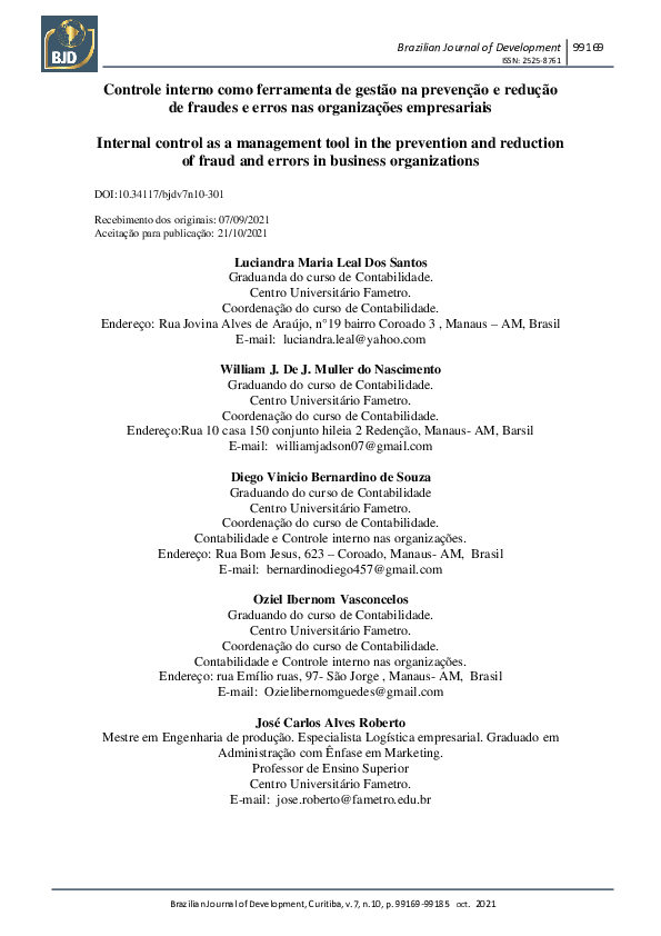 (PDF) Controle Interno Como Ferramenta De Gestão Na Prevenção e Redução ...