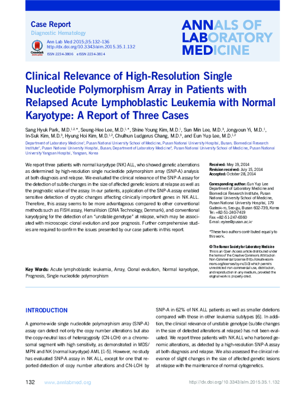 (PDF) Clinical relevance of high-resolution single nucleotide ...