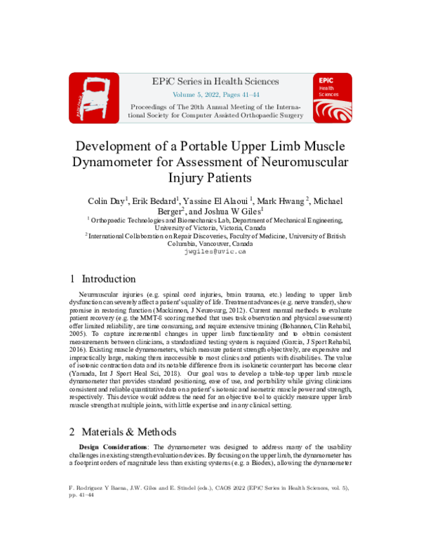 (PDF) Development of a Portable Upper Limb Muscle Dynamometer for ...