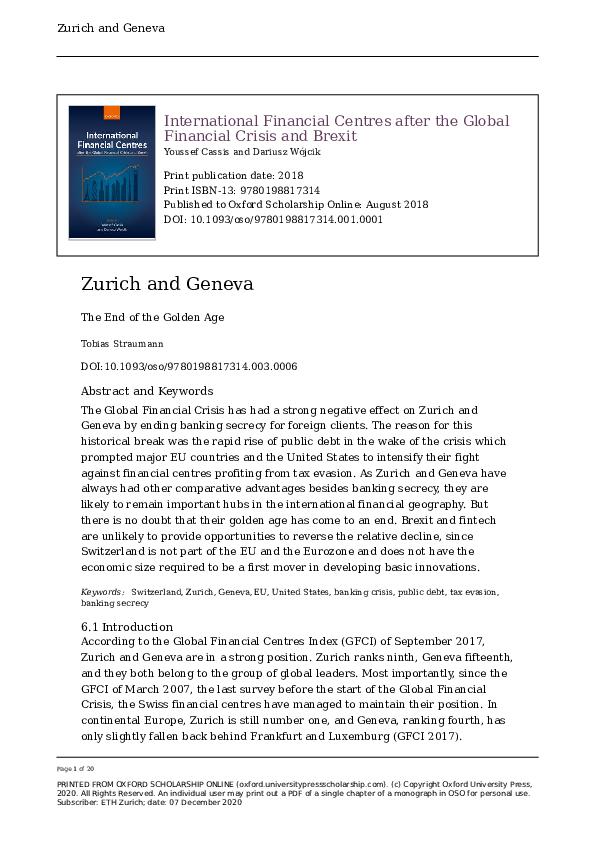 (PDF) Zurich and Geneva