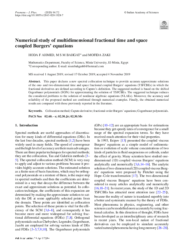 (PDF) Numerical study of multidimensional fractional time and space ...
